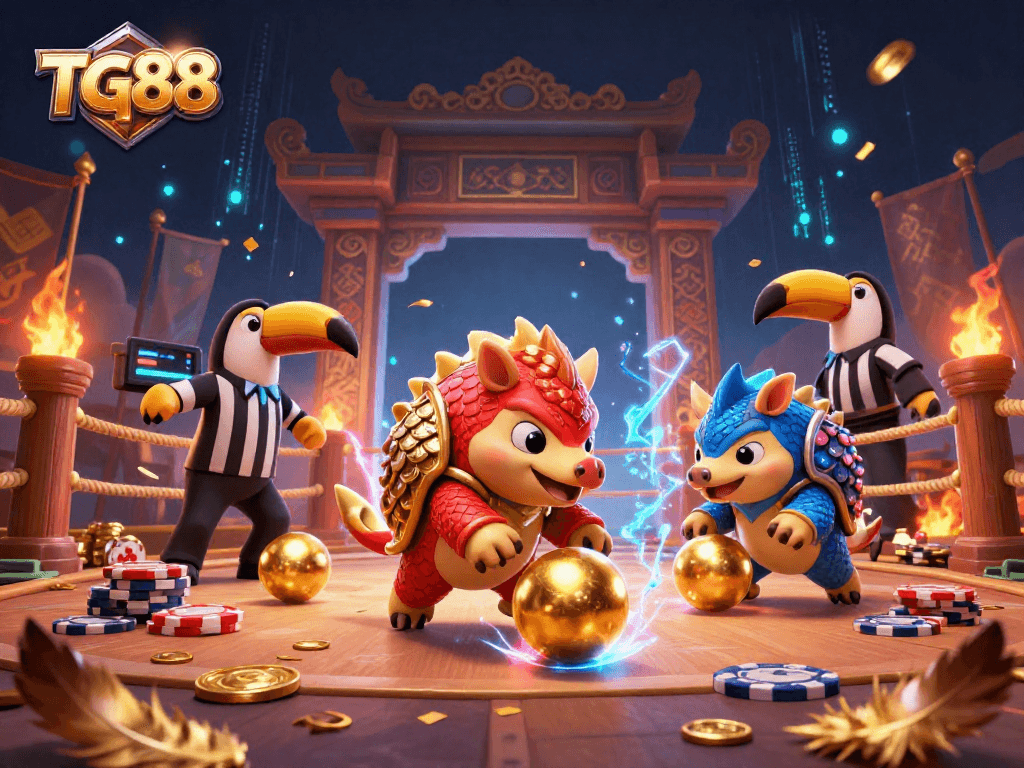 Compete in TG88’s stunning 3D arena featuring rival pangolins and dynamic casino elements.