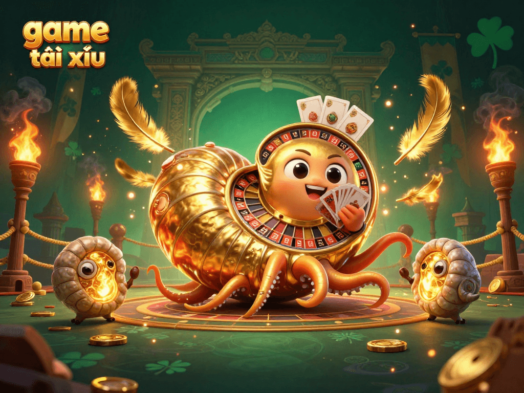 Experience the excitement of game tài xỉu with a dynamic nautilus character and vibrant casino elements.