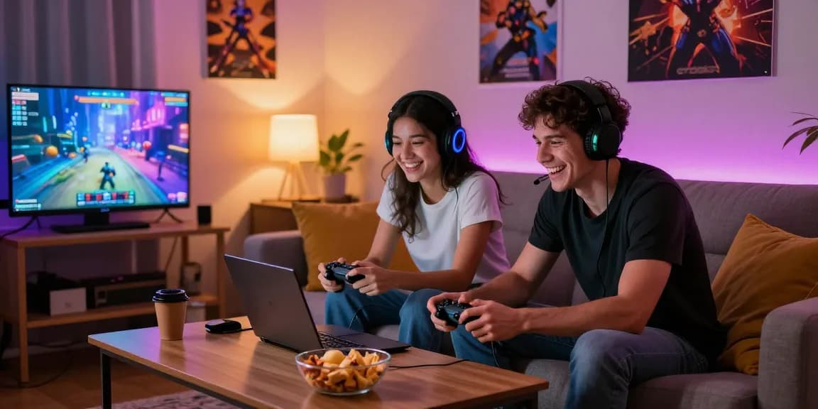 Engaging players enjoying a cozy evening with xxx games, vibrant graphics, and lively atmosphere.