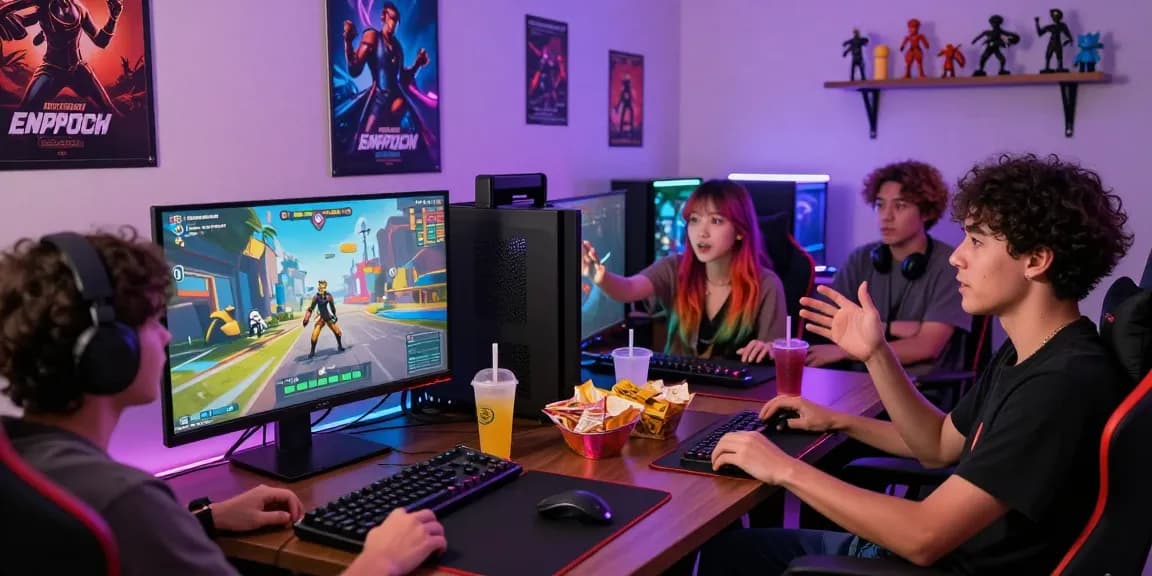 Your group enjoying an engaging android porn game experience together, surrounded by vibrant gaming decor and snacks.