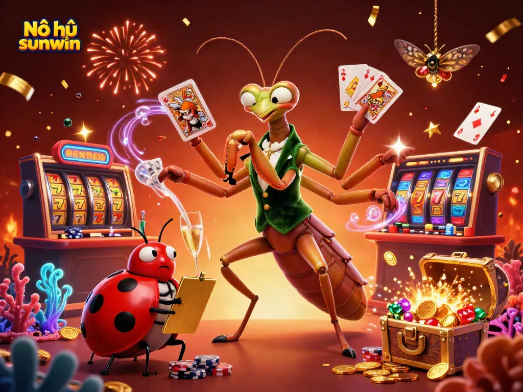 Experience Nổ hũ sunwin with exciting jackpot action and vibrant casino atmosphere in this 3D illustration.