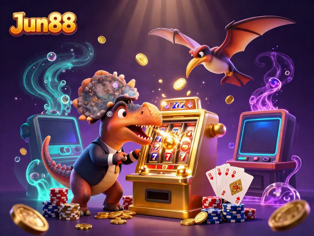 Experience thrilling jackpot actions at Jun88 with dynamic casino characters amid golden coin chaos.