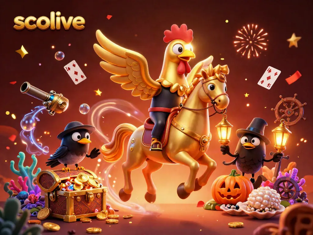 Socolive offers an immersive online casino experience with vibrant 3D graphics, featuring a golden rooster and mystical elements.