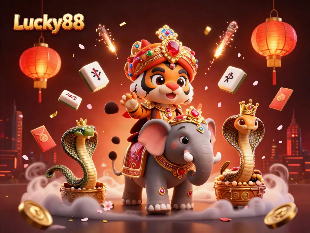 Experience the excitement of Lucky88 with a vibrant 3D illustration capturing the essence of online gambling.