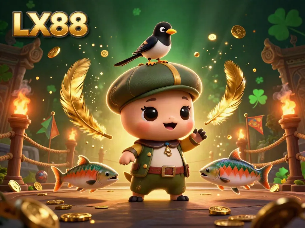 Engage with LX88's dynamic gaming scene featuring playful characters and vibrant casino elements.