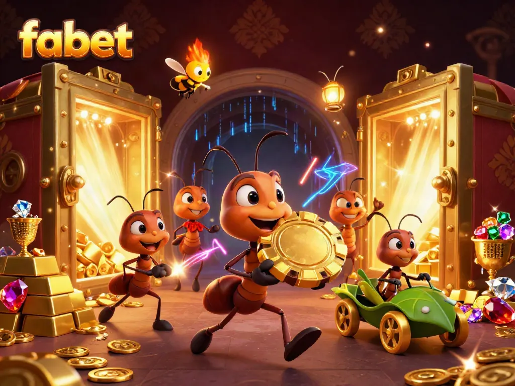 Fabet offers thrilling heist adventures with ants rushing to steal giant poker chips in a dazzling casino world.