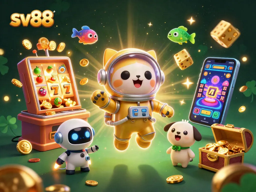 Engage with exciting slots at sv88 with a vibrant online casino scene full of lively characters and action.