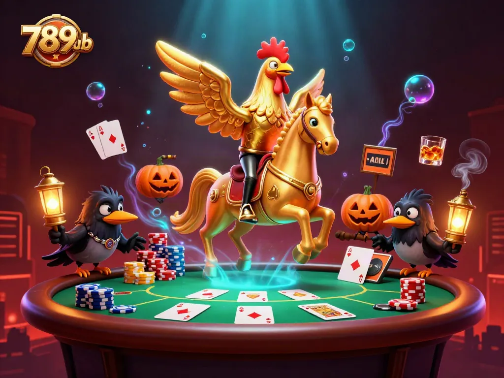 Experience thrilling games at 789club with dynamic 3D casino scenes featuring poker elements and vibrant characters.