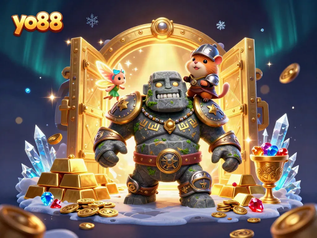 Engage with yo88's thrilling gaming adventures depicted in vibrant 3D illustration of magical casino worlds.