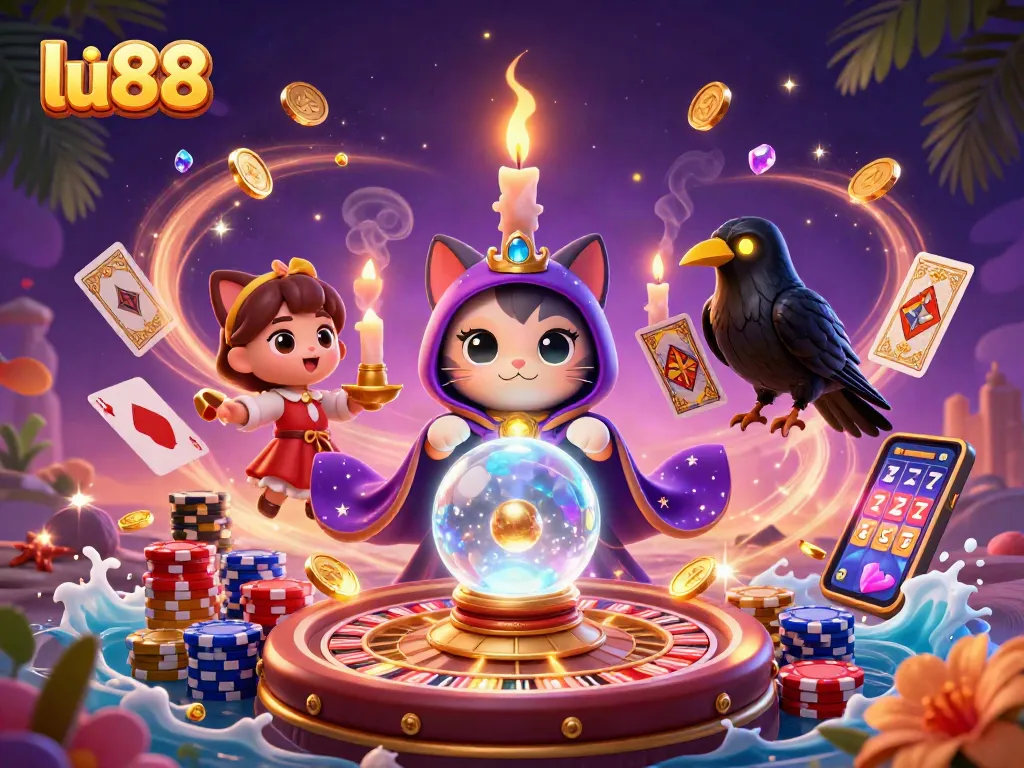 Experience the thrill of lu88 with a colorful 3D casino scene brimming with energy and fortune.