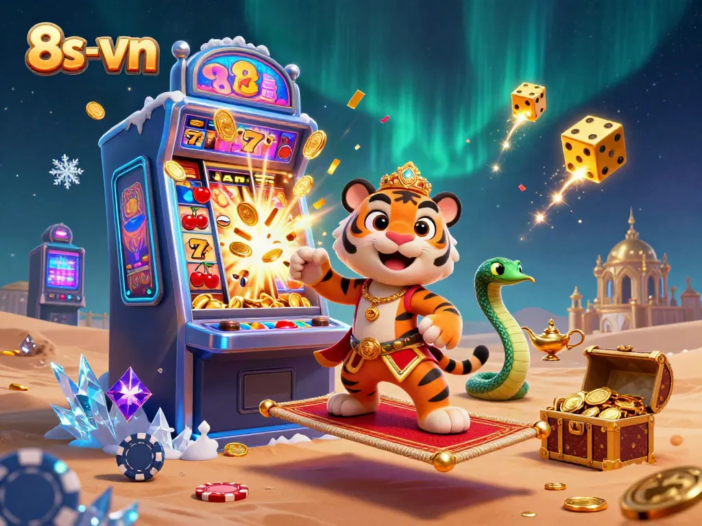 Experience the excitement of slots with 8s-vn as a tiger sultan rules the casino realm.