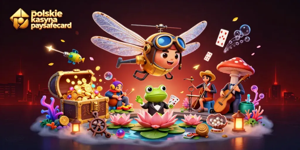 Engage with polskie kasyna online paysafecard in this vibrant, dynamic 3D casino scene illustrating gameplay excitement.