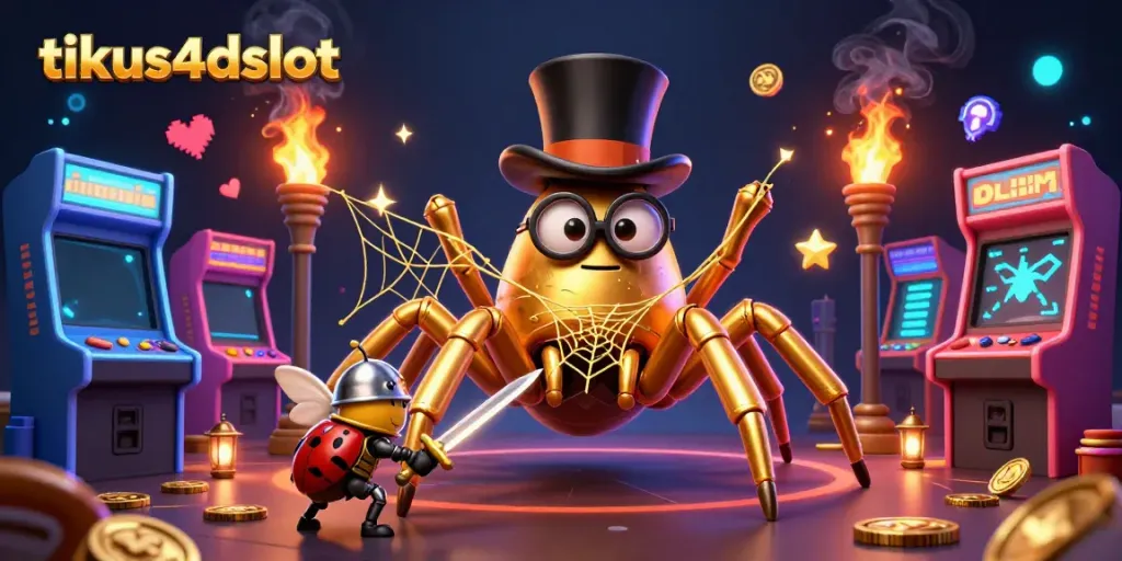 Experience thrilling gaming at tikus4dslot with vibrant characters, golden casino elements, and dynamic action.