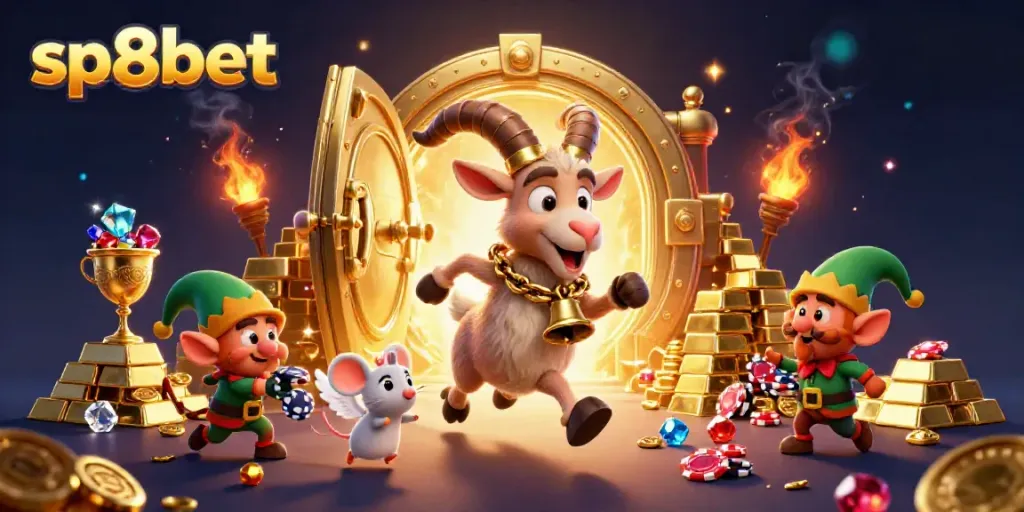 Engage in thrilling gameplay at sp8bet with an ultra-detailed 3D festive casino scene featuring beloved characters.