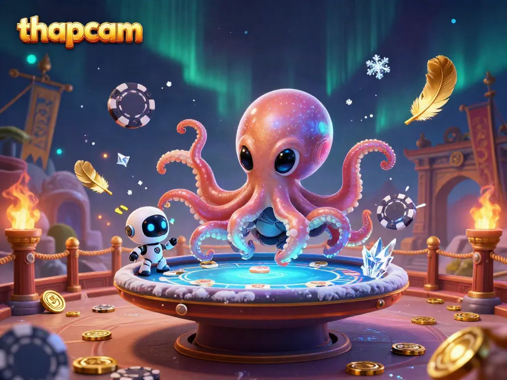 Experience thapcam's thrilling gaming adventure with an octopus dealer and unique poker imagery