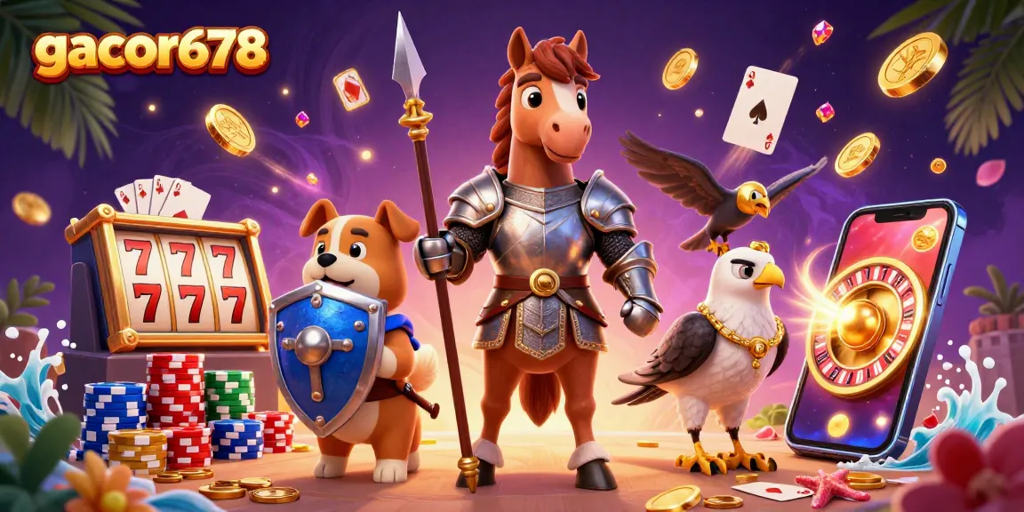 Spin and win with gacor678: Explore a vivid 3D casino scene with rich gaming elements.