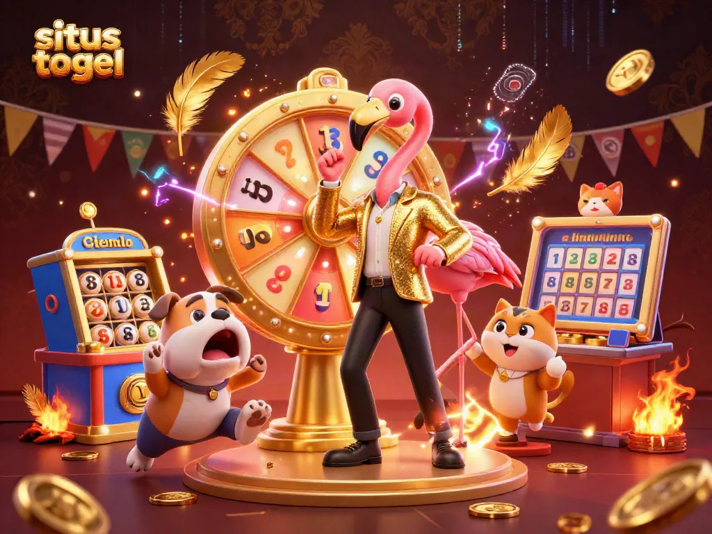 Reveal top prizes on situs togel in this exciting 3D illustration of a game show scene.