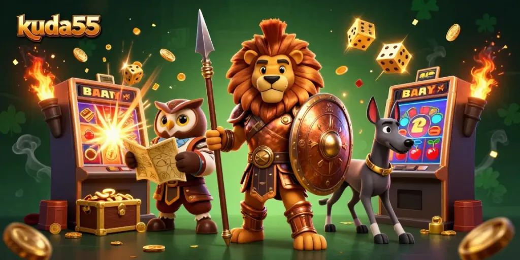 Taruhan slot gacor kuda55 dengan jackpot mengagumkan dan karakter dinamis dalam ilustrasi 3D