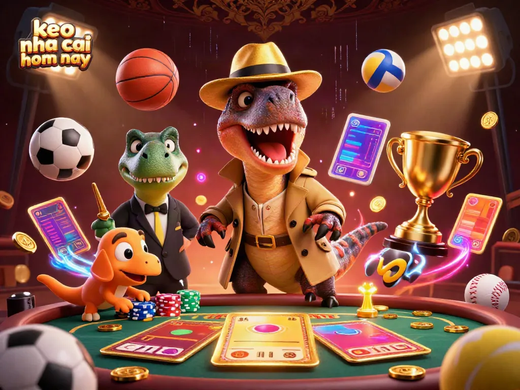 Experience sports betting excitement with dynamic visuals featuring "keo nha cai hom nay" through animated characters and action.