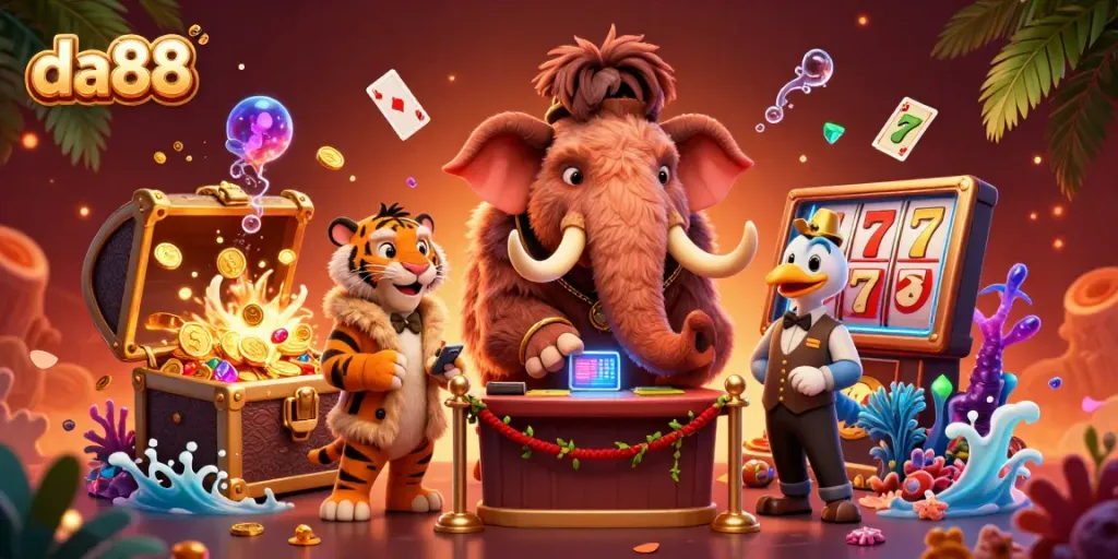 Experience exciting gameplay at da88 with stylish 3D characters in a vibrant casino scene.