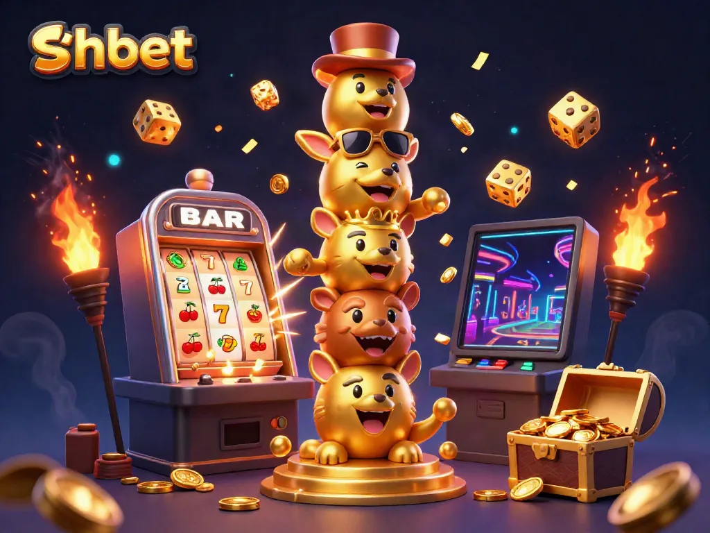 Experience shbet's exciting jackpots with colorful casino elements in a dynamic 3D illustration.