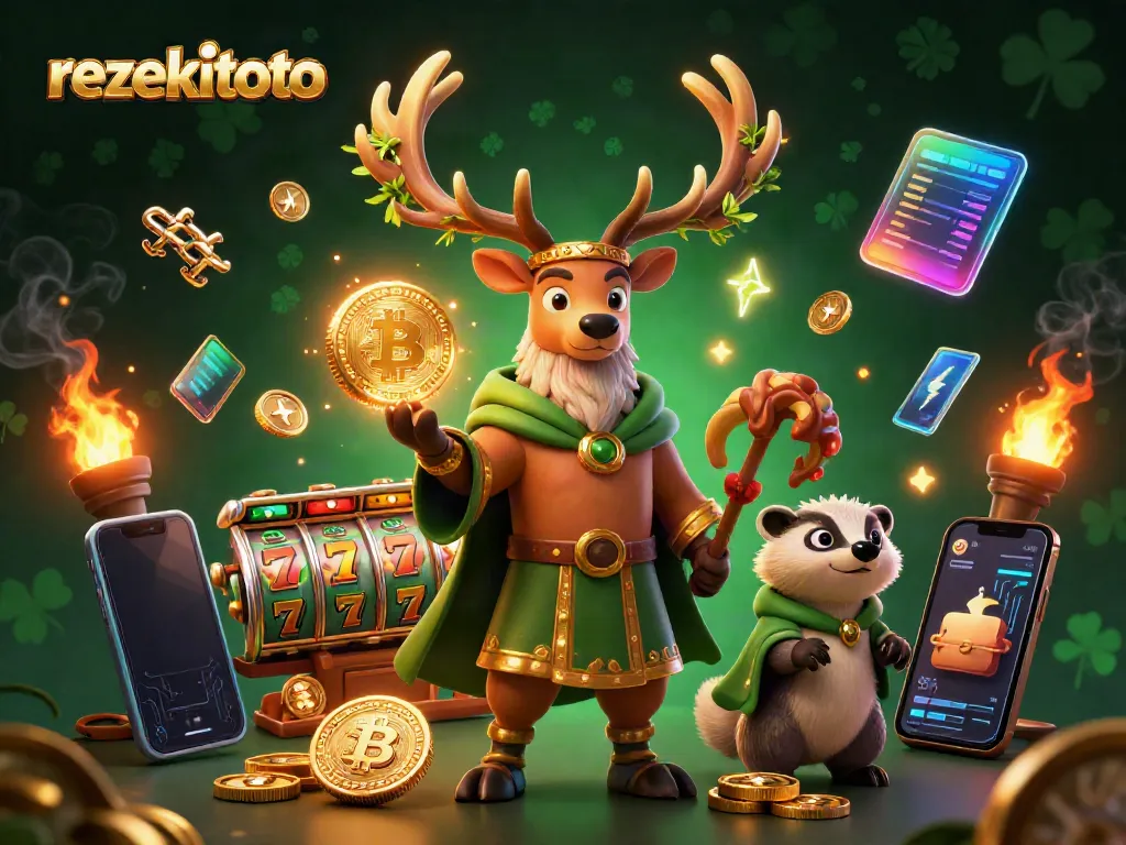 Play at rezekitoto for exciting slot games featuring unique characters and glowing coins.