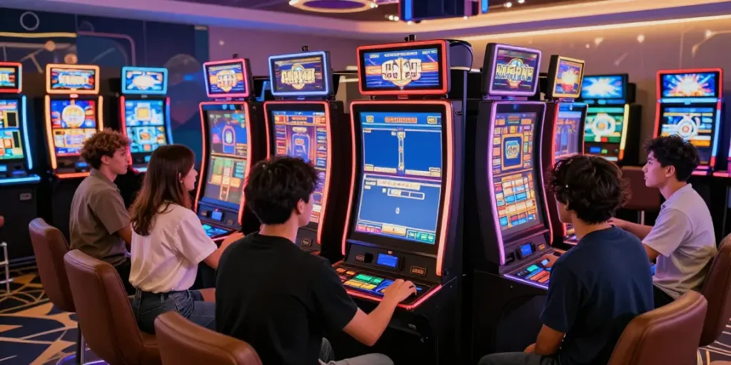 Players enjoying engaging online slot games in a modern casino.
