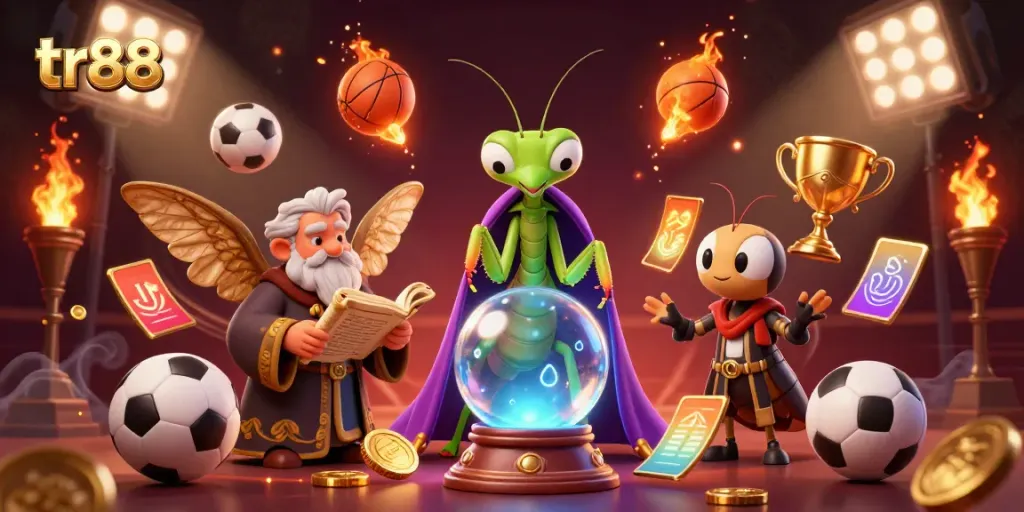 Experience thrilling gaming with tr88's vibrant 3D illustration, depicting an enchanting fortune teller.