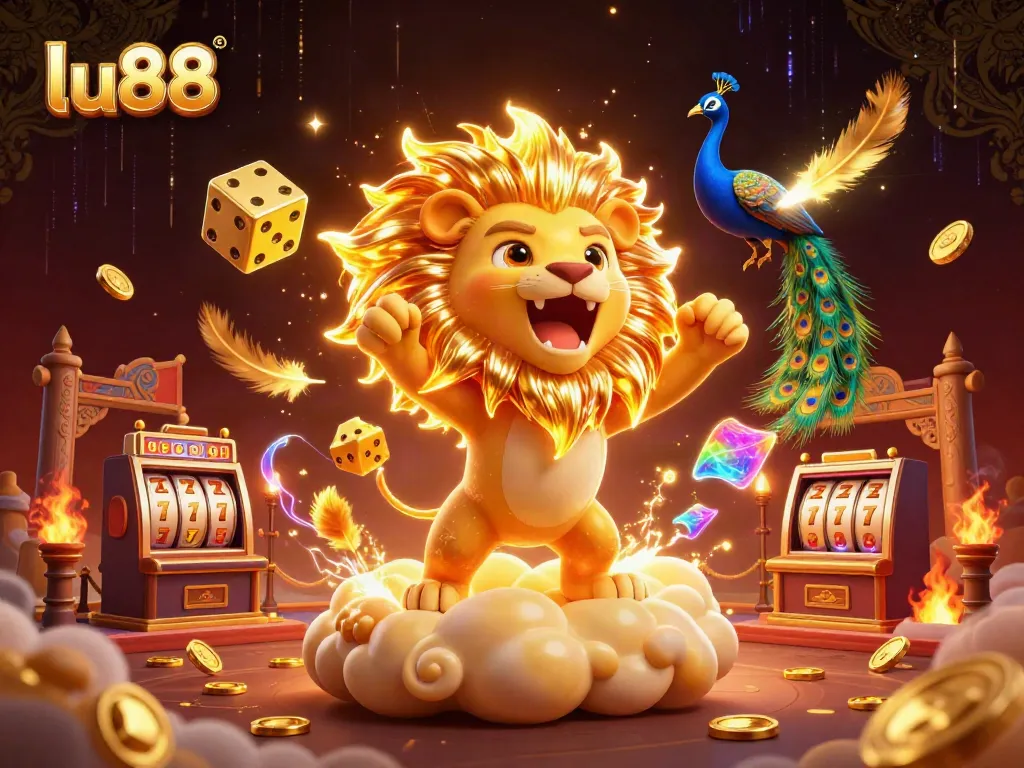 Experience thrilling gameplay at lu88 with a vibrant 3D casino scene filled with jackpots and action.