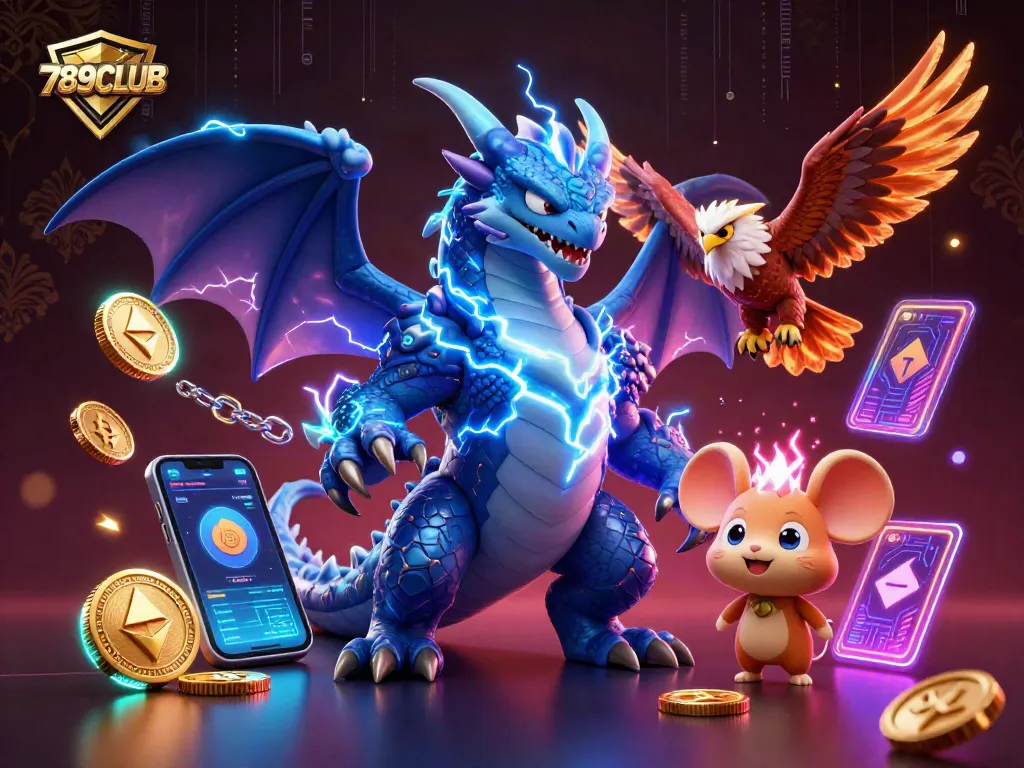 Engage in thrilling gameplay with 789CLUB as dynamic characters and digital elements explode from the scene.