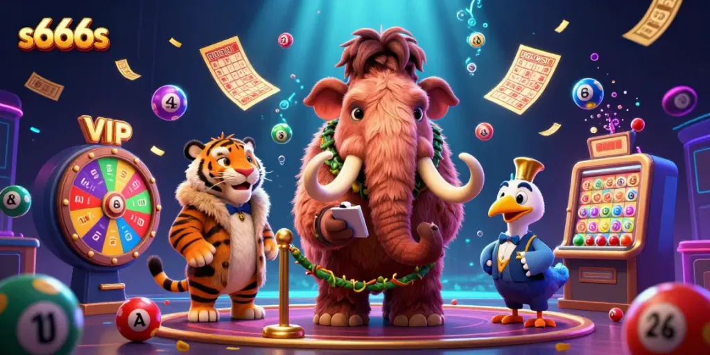 Experience the excitement of s666s with vibrant casino elements and animated characters.