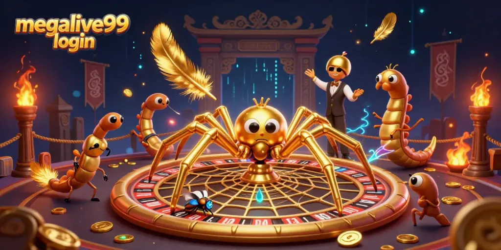 Taruhan berani di megalive99 login oleh makhluk kartun 3D dalam suasana kasino yang megah