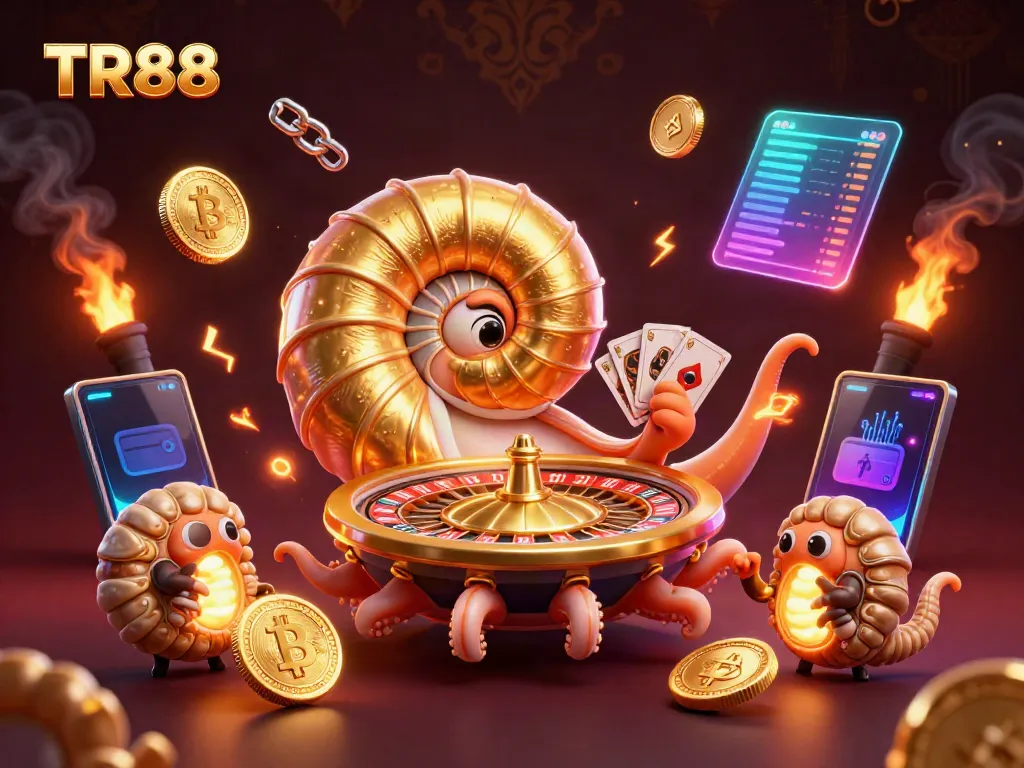 Experience winning at TR88 with immersive casino gaming, featuring a vibrant 3D nautilus and dynamic elements.