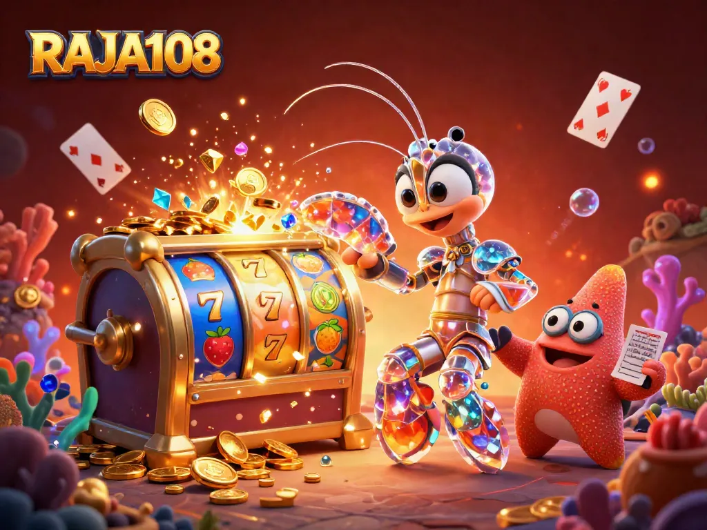 Experience RAJA108 excitement as a vibrant galactic samurai punches jackpot slot reels for big wins.