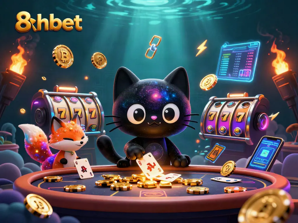 Play exciting casino games with 8xbet, featuring cosmic characters and vibrant gaming elements.