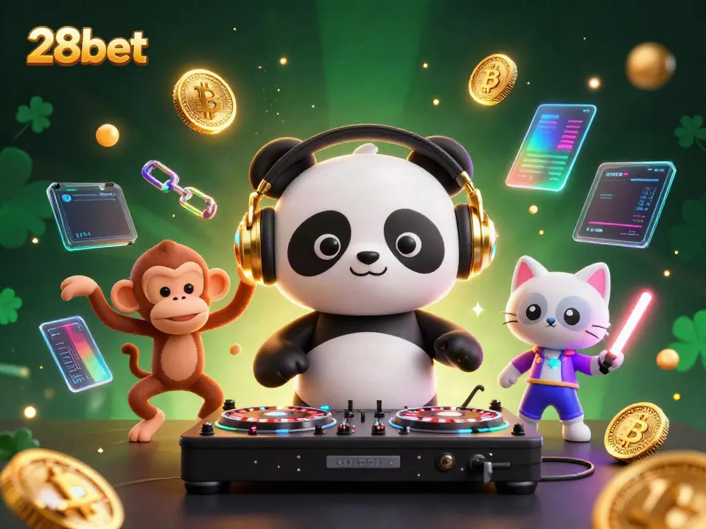 Experience the excitement of 28bet with unique characters in a vibrant casino setting.