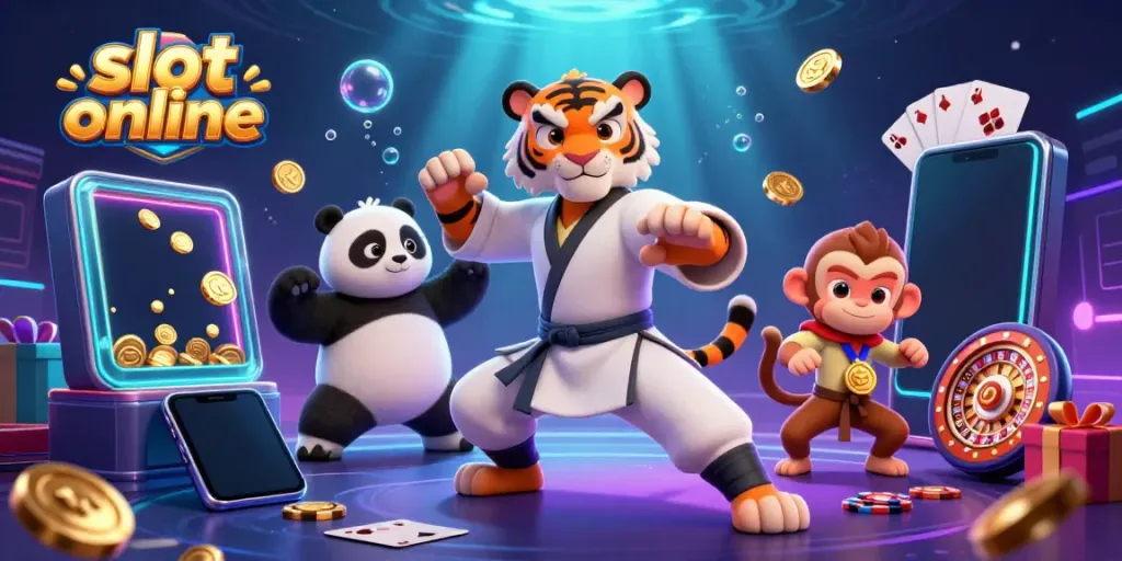 Permainan slot online yang memikat dengan karakter kung fu dan elemen kasino yang dinamis.