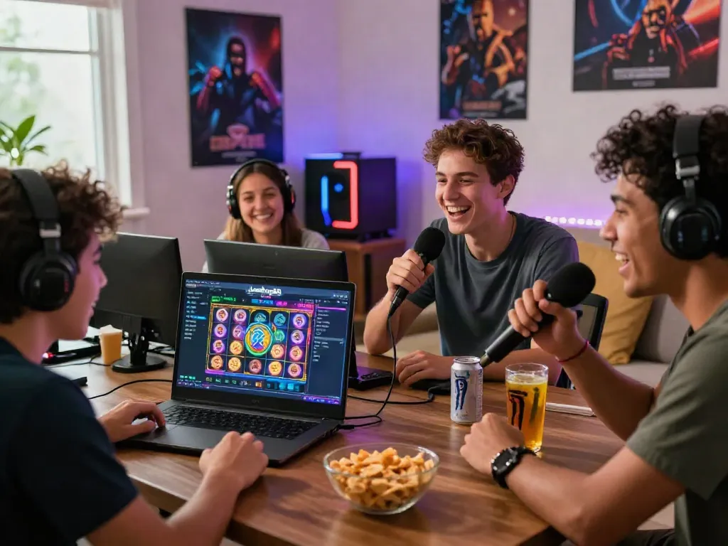 Exciting Lumbung88 online gaming scene with friends enjoying vibrant atmosphere