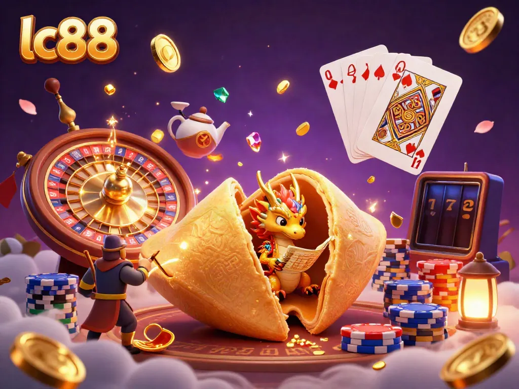 Join the adventure at lc88 with a vibrant casino illustration featuring a wise dragon and golden elements.
