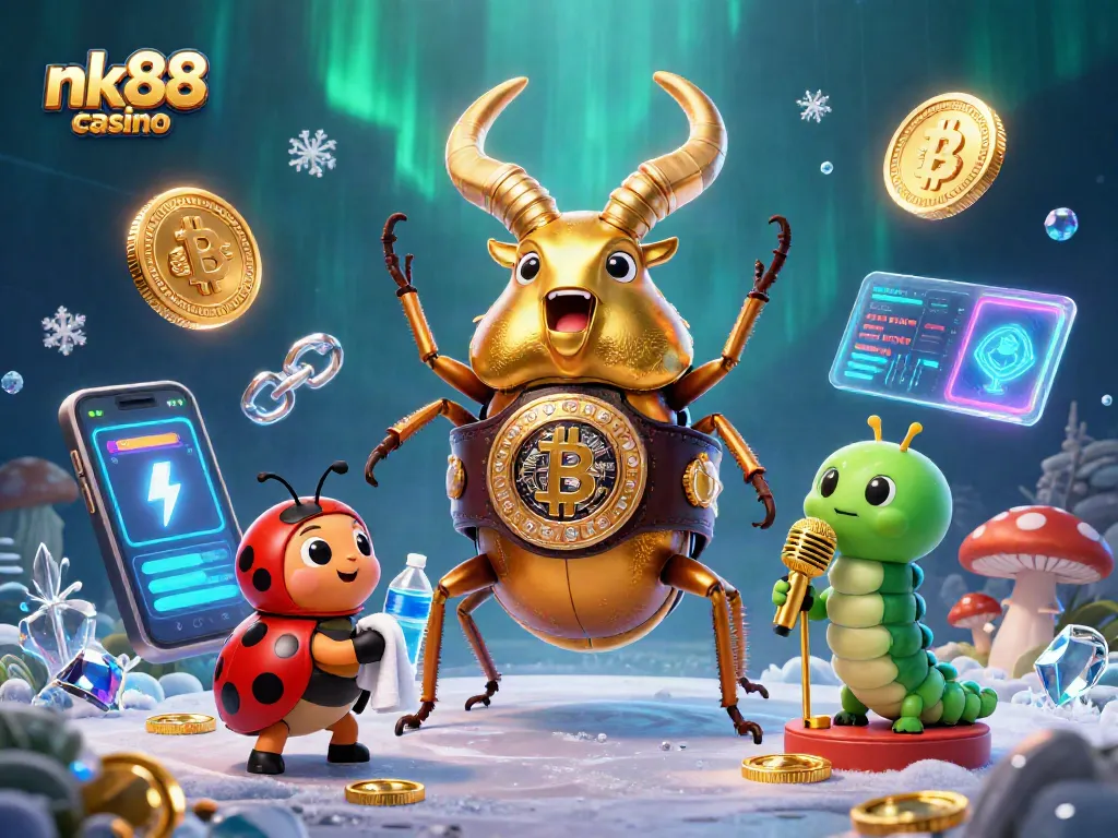 Game immersive action at nk88 casino featuring vivid 3D characters and glowing crypto elements.