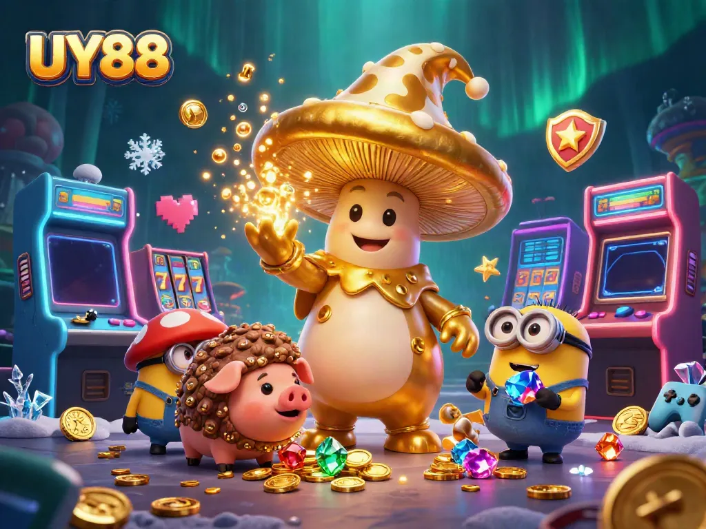 Experience UY88's enchanting casino world with magical characters, gold treasures, and vibrant game elements.