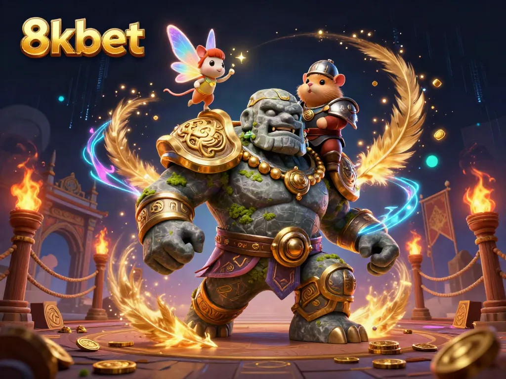 Engage with 8kbet magic in a vibrant scene featuring enchanting casino characters.