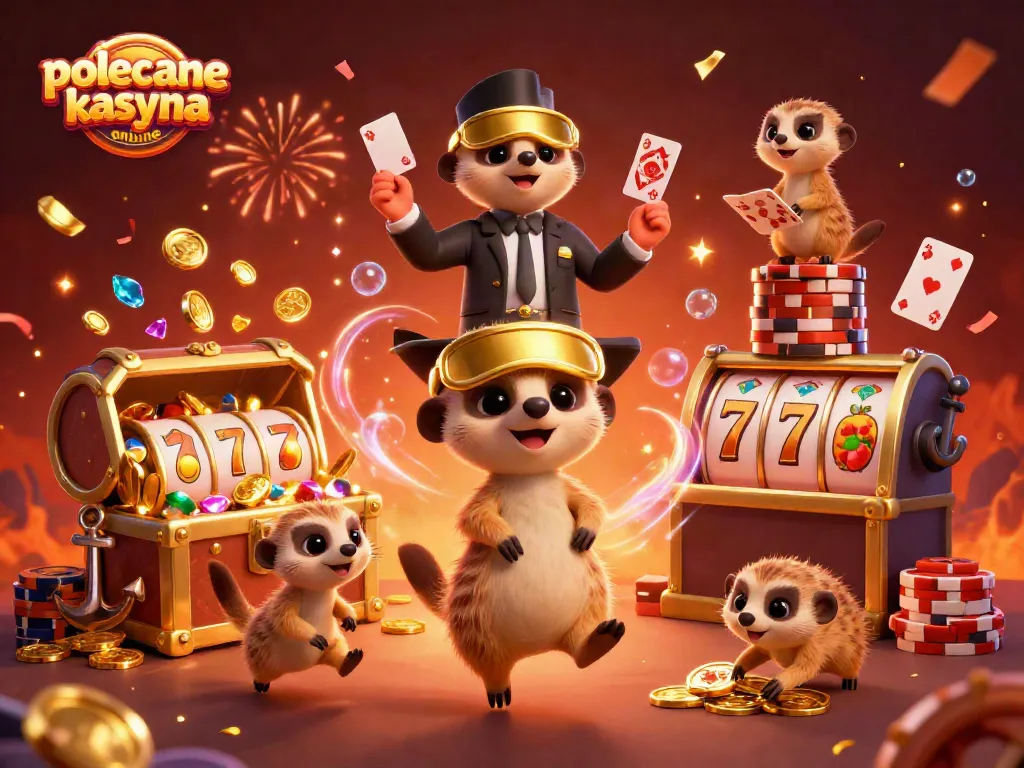 Win big at polecane kasyna online with lively meerkat characters managing a vibrant casino scene.