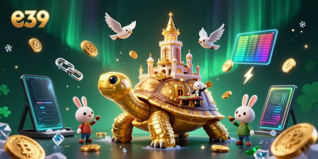 Experience e39's vibrant casino atmosphere with engaging characters and dynamic gaming elements.